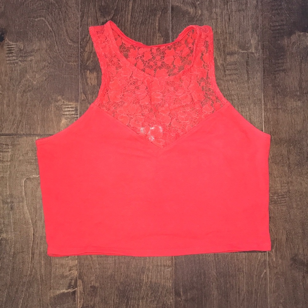 Red razor back crop top